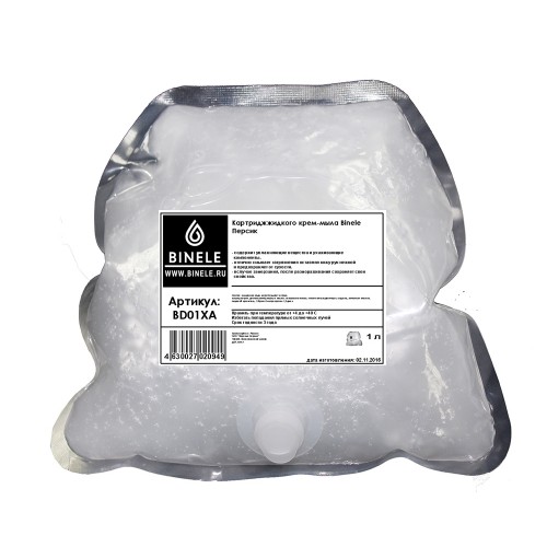 Комплект картриджей жидкого крем-мыла Персик (6 шт по 1 литру + помпа)